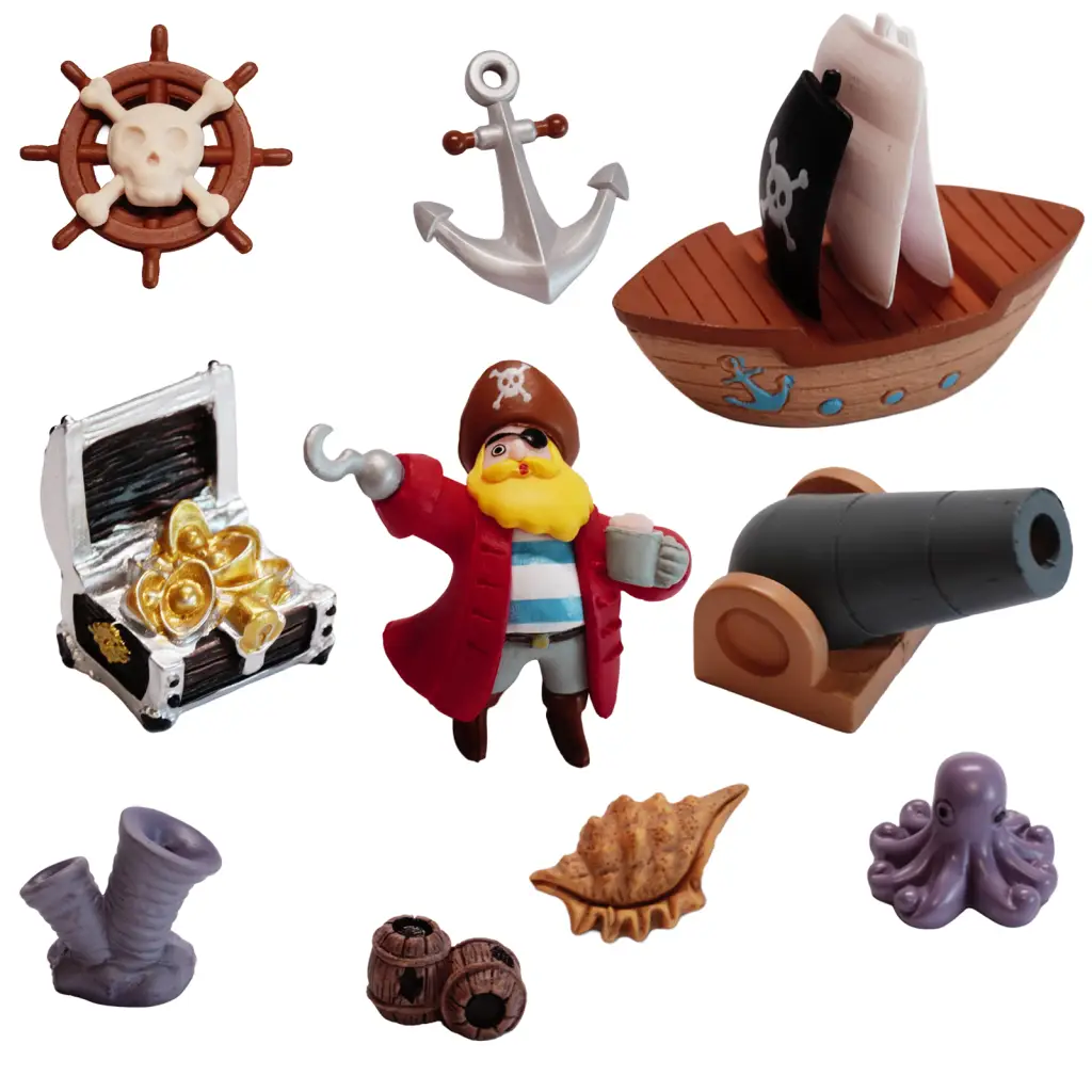 Pirate Diorama Set - 10-Piece Miniature Figurines
